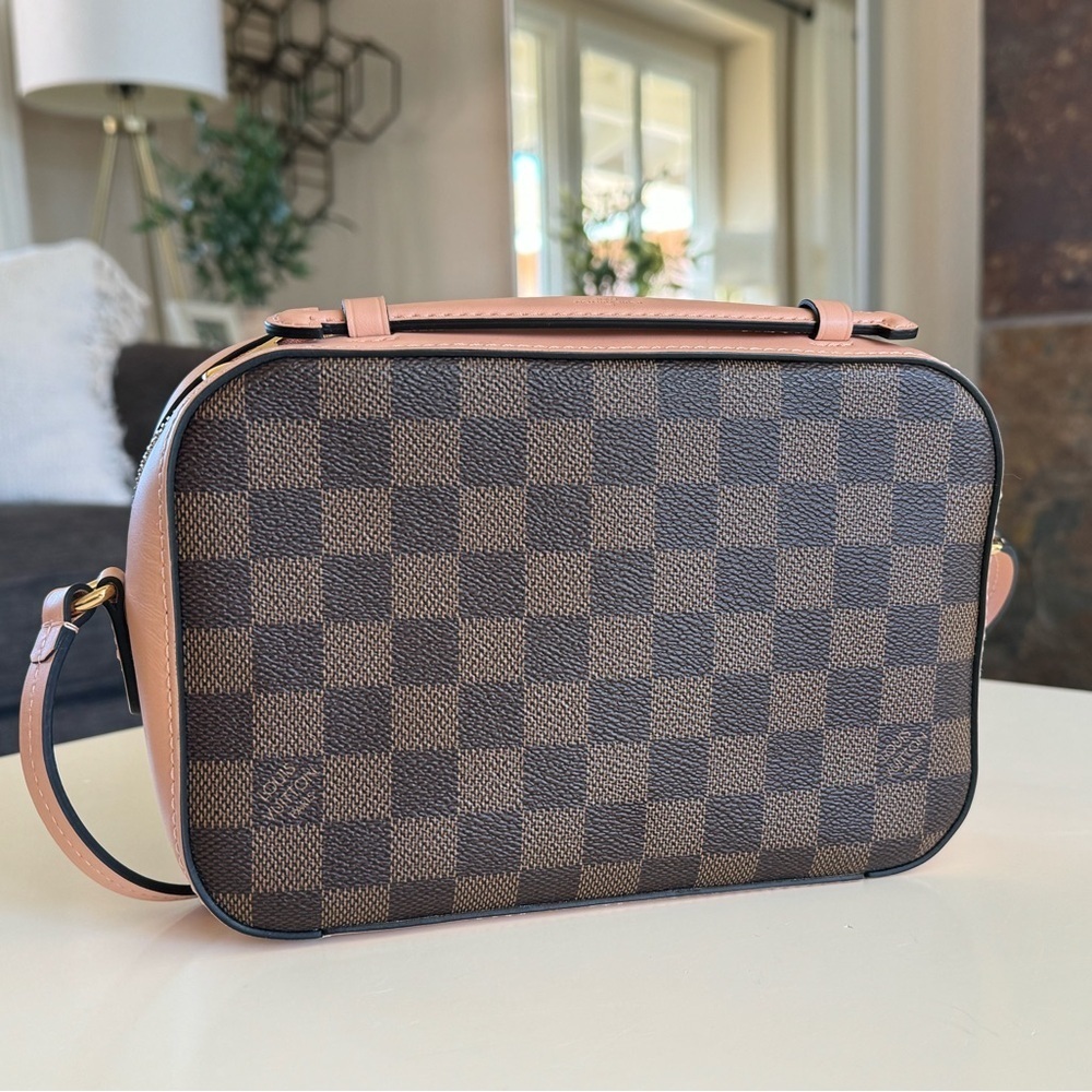 Louis Vuitton Brown Damier Ebene Canvas and Pink Leather Santa Monica Camera Bag - Picture 6 of 16